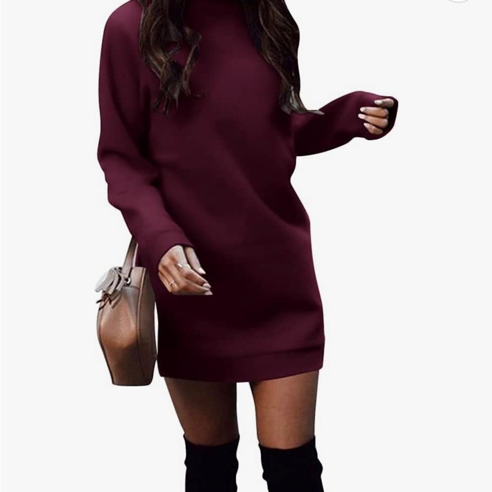 Fleece lined sweater dress with pockets